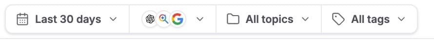 The filter bar: dates, models, topics and tags