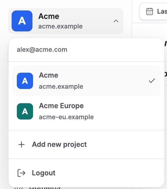 The project switcher